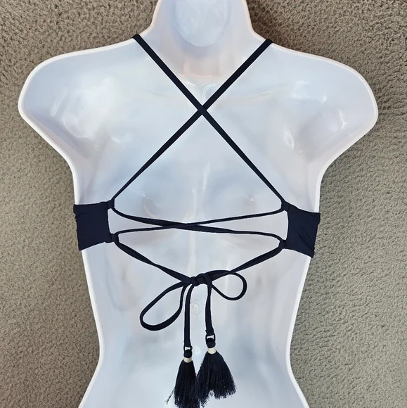 Maaji Womens Swim Suit Bikini Top Sz S Reversible Blue One Side Trees Beachy - Picture 10 of 11